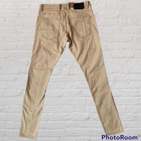 2Y Premium Edition Mens Slim Fit Distressed Khaki Jeans - Picture 3 of 15
